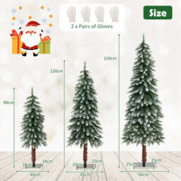 Costway Set Of 3 Pre-Lit Artificial Christmas Tree Slim Xmas Decora Tree 3 Ft/ 4 Ft/ 5Ft - thumbnail 2