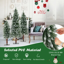 Costway Set Of 3 Pre-Lit Artificial Christmas Tree Slim Xmas Decora Tree 3 Ft/ 4 Ft/ 5Ft - thumbnail 6