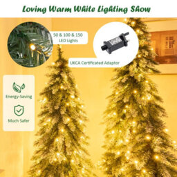 Costway Set Of 3 Pre-Lit Artificial Christmas Tree Slim Xmas Decora Tree 3 Ft/ 4 Ft/ 5Ft - thumbnail 7