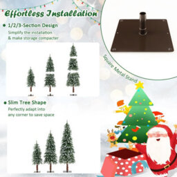 Costway Set Of 3 Pre-Lit Artificial Christmas Tree Slim Xmas Decora Tree 3 Ft/ 4 Ft/ 5Ft - thumbnail 8
