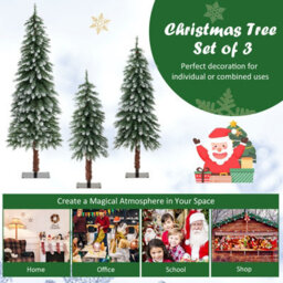 Costway Set Of 3 Pre-Lit Artificial Christmas Tree Slim Xmas Decora Tree 3 Ft/ 4 Ft/ 5Ft - thumbnail 9