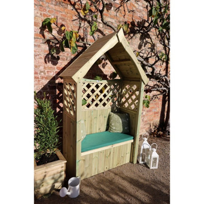 Churnet Valley Garden Furniture Ltd Daisy 2 Seat Trellis Storage Arbour - L60 X W130 X H211 Cm - Partially Assembled - Set Of Waterproof Cushions Included - image 1