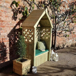 Churnet Valley Garden Furniture Ltd Daisy 2 Seat Trellis Storage Arbour - L60 X W130 X H211 Cm - Partially Assembled - Set Of Waterproof Cushions Included - thumbnail 2