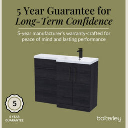 Balterley Right-Hand Bathroom Vanity And Wc Unit Combination With Basin - 1100mm - Woodgrain Black With Black Handles - thumbnail 6
