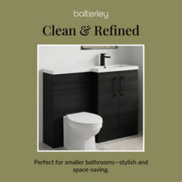 Balterley Right-Hand Bathroom Vanity And Wc Unit Combination With Basin - 1100mm - Woodgrain Black With Black Handles - thumbnail 7