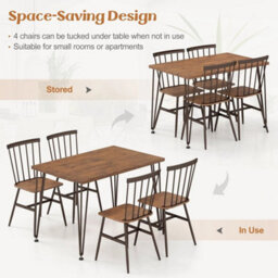 5-Piece Dining Table Set For Kitchen Table & 4 Chairs W/ Metal Frame - thumbnail 6