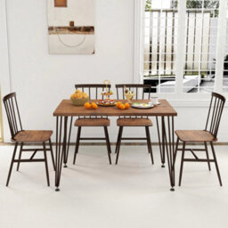 5-Piece Dining Table Set For Kitchen Table & 4 Chairs W/ Metal Frame - thumbnail 5
