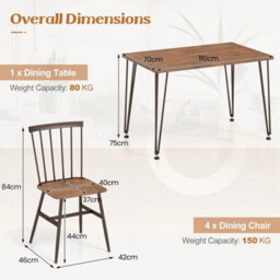 5-Piece Dining Table Set For Kitchen Table & 4 Chairs W/ Metal Frame - thumbnail 2