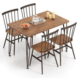 5-Piece Dining Table Set For Kitchen Table & 4 Chairs W/ Metal Frame - thumbnail 1