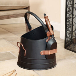 Dibor Traditional Black Copper Fireside Coal Bucket With Scoop