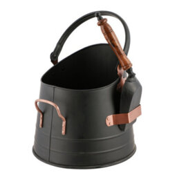 Dibor Traditional Black Copper Fireside Coal Bucket With Scoop - thumbnail 2