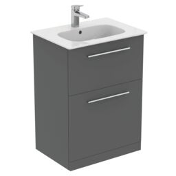 Ideal Standard I.life A Standard Matt Quartz Grey Freestanding Bathroom Vanity Unit (H) 853mm (W) 600mm - thumbnail 4