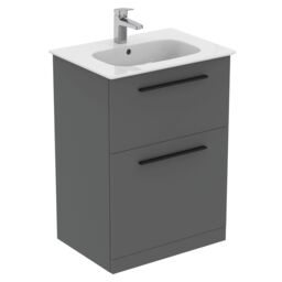 Ideal Standard I.life A Standard Matt Quartz Grey Freestanding Bathroom Vanity Unit (H) 853mm (W) 600mm - thumbnail 3