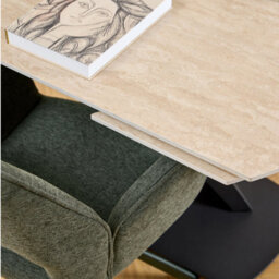 Furniture To Go Morella Oval Extending Dining Table In Sand Ceramic 120-180Cm - thumbnail 9