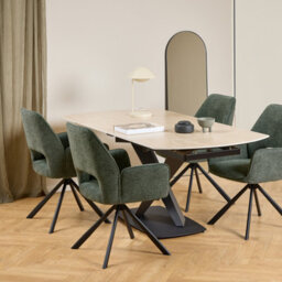 Furniture To Go Morella Oval Extending Dining Table In Sand Ceramic 120-180Cm - thumbnail 8