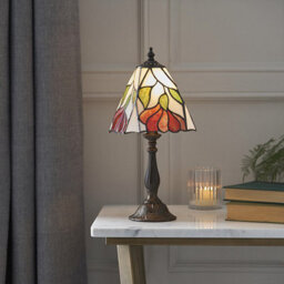 Luminosa Lighting Luminosa Botanica 1 Light Small Table Lamp Dark Bronze, Tiffany Glass, E14 - thumbnail 2
