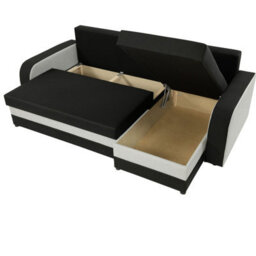 Kris M Corner Sofa Bed Has Storage Ottoman Polyurethane Foam Wooden Frame Plastic Legs 238X147X80Cm Grey And Black - thumbnail 3