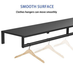 Living And Home Black Wall Mounted Bedroom Clothes Rack With Top Shelf - thumbnail 5