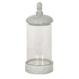 Hill Interiors Sona Medium Hurricane Lantern Candle Holder With Lid - Glass - L17 X W17 X H42 Cm - White - thumbnail 1
