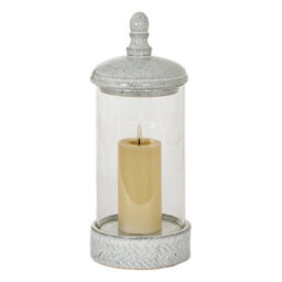 Hill Interiors Sona Medium Hurricane Lantern Candle Holder With Lid - Glass - L17 X W17 X H42 Cm - White - thumbnail 2