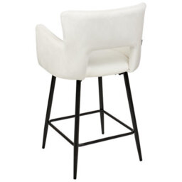 Wyld And Coco Brandlux Velvet Bar Chairs Set Of 2 White With Armrests And Metal Legs - 91Cm High - thumbnail 6