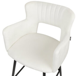 Wyld And Coco Brandlux Velvet Bar Chairs Set Of 2 White With Armrests And Metal Legs - 91Cm High - thumbnail 7
