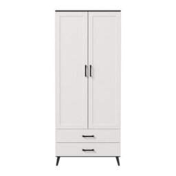Urbn-Living Urbnliving 180Cm Height Black Wardrobe With White 2 Door 2 Drawer Modern Bedroom Clothes Storage Hanging Rail - thumbnail 6