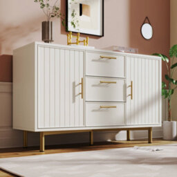 Matteo Modern Sideboard Cabinet With 3 Drawers And 2 Doors, White - thumbnail 8