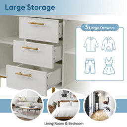 Matteo Modern Sideboard Cabinet With 3 Drawers And 2 Doors, White - thumbnail 4
