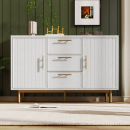 Matteo Modern Sideboard Cabinet With 3 Drawers And 2 Doors, White - thumbnail 6