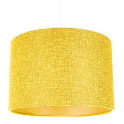 Happy Homewares Contemporary And Sleek Yellow Plain Linen Fabric Drum Lamp Shade 60W Maximum - thumbnail 2
