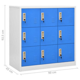 Vidaxl Locker Cabinets 2 Pcs Light Grey And Blue 90X45X92.5 Cm Steel - thumbnail 9