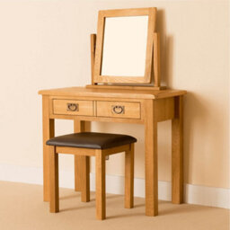 Lanner Oak Dressing Table Set With Swivel Vanity Mirror & Stool - By Roseland Furniture - thumbnail 8