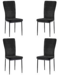 Oira Homes Modern Dining Table Set For 4 Dining Table With 4 Black Velvet Chairs For Dining Room Furniture - thumbnail 3