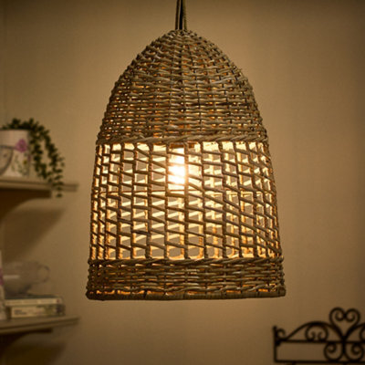 Dibor Traditional Style Small Wicker Pendant Ceiling Light Shade - image 1