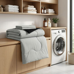 Reversible 10.5 Tog Coverless Duvet Set Grey Soft Microfibre Quilt With Quilted Pillowcase Covers - thumbnail 5