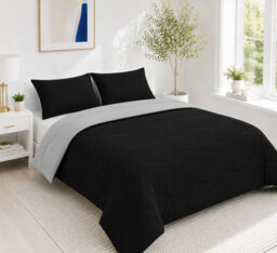 Reversible 10.5 Tog Coverless Duvet Set Grey Soft Microfibre Quilt With Quilted Pillowcase Covers - thumbnail 2