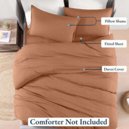 Bedlooms Peach Plain Dyed Duvet Cover Complete Bedding Set, Breathable & Anti-Allergic Microfiber, Single 135X200Cm - thumbnail 3