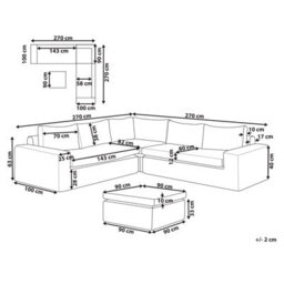 Beliani Garden Corner Sofa With Ottoman 6 Seater Palermo Modular Pe Rattan Light Brown - thumbnail 3