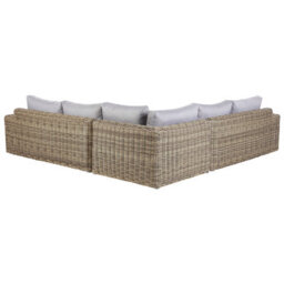 Beliani Garden Corner Sofa With Ottoman 6 Seater Palermo Modular Pe Rattan Light Brown - thumbnail 8
