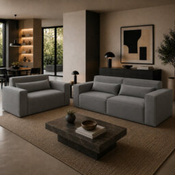 Luxury Sloane Velvet Sofa - Grey 3 Plus 2 Set