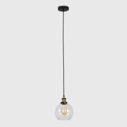 Valuelights Vintage Black And Gold Ceiling Pendant And Clear Glass Globe Arco Drop Down Light Shade - thumbnail 4
