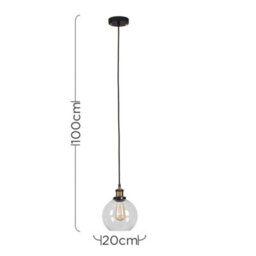 Valuelights Vintage Black And Gold Ceiling Pendant And Clear Glass Globe Arco Drop Down Light Shade - thumbnail 8