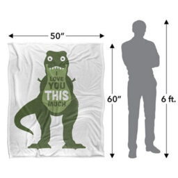 David Olenick Amourosaurus Silky Supersoft Blanket Green/white (60In X 50In) - thumbnail 4