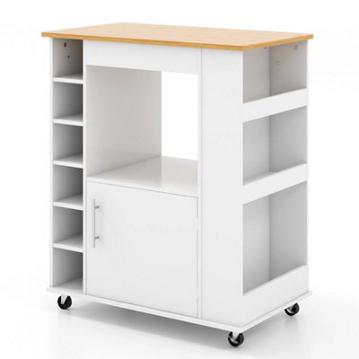 Rolling Kitchen Island Storage Trolley & Shelves Cupboard Towel Rack - image 1