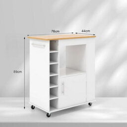 Rolling Kitchen Island Storage Trolley & Shelves Cupboard Towel Rack - thumbnail 2