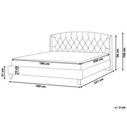 Beliani Bed Fabric Bordeaux 180 X 200 Cm (Eu Super King) Beige - thumbnail 3