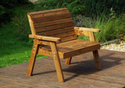 Charles Taylor Trading Charles Taylor Wooden Garden 2 Seater Bench Seat Armchair & Grey Cushion & Cover - thumbnail 3