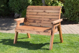 Charles Taylor Trading Charles Taylor Wooden Garden 2 Seater Bench Seat Armchair & Grey Cushion & Cover - thumbnail 5