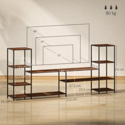 Homcom Tv Unit For Tvs Up To 60 Inches, Industrial Tv Stand With Shelves - thumbnail 3